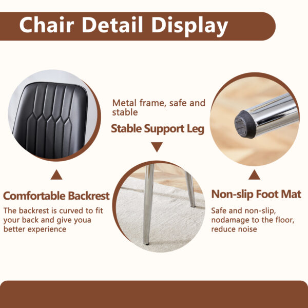 718132c3a93b4d50b6a48faa7ea93a06_644fc4e2833989d322cea17bbf62b8c7 Table and chair set.63"x31.5x30" Luxurious Snow Mountain Patterned Sintered Stone Table with Silver Metal Butterfly Legs.Paired With 4 Black Chairs With Silver Metal Legs.Modern Light Luxury.