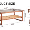 Modern simple rectangle double-layer Walnut color solid wood Glass desktop tea table rattan woven Chinese side table small rectangle table suitable for living room, dining room and bedroom