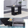 This modern dining table with MDF marbled design gives you a luxurious and elegant feel, adding a touch of elegance whether it is a family dinner or entertaining guests.