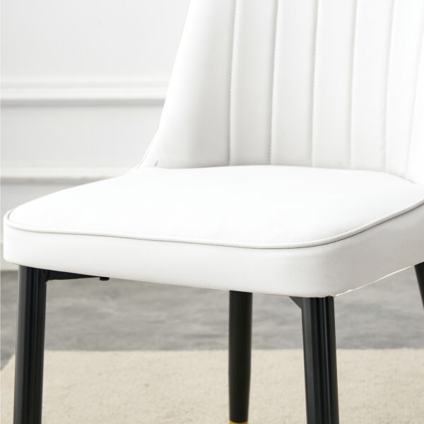 Table and chair set, round table with white marble pattern, gold MDF table legs, soft and comfortable dining chair, suitable for kitchen and living room