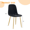 Luxury Simple Chair - Set of 4 BLACK Linen-Cotton Material High Resilience Dining Chair with Metal Golden Leg.Integral metal leg architecture,Suitable for various interior decoration styles.