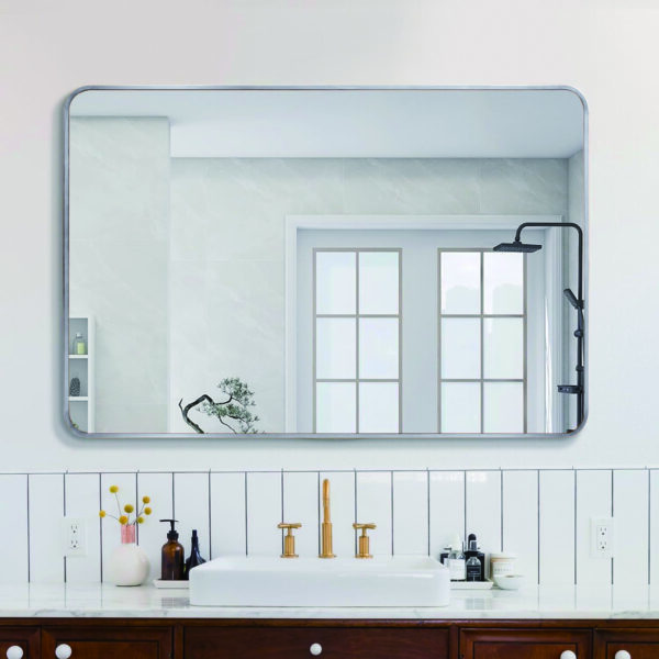 30x40 Inch Silver Metal Framed Rectangular Rectangular Bathrrom Mirror for Wall.(W2203134526)