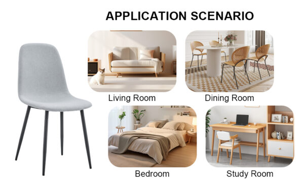 7228fff9a61247f0909aff72190c88b4_1ceeb9e1a86963846bc4e82829e5a4c0 Comfortable Linen-Cotton Dining Chair Set - Six Pieces in Light Gray.Integrated Seat and Backrest,Linen-Cotton Material,Modern Home Matching.