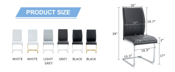 722b1a0f11a248ee8fcbd251b7d8533e_95048d45d5a043642c31e66ab34d4c2f Luxury Simple Arch Chair - Set of 6 Dark Gray PU Material High Resilience Dining Chair with Arched Metal Silver Leg.Crazy Horse Texture PU Dining Chairs.