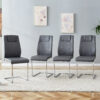 Modern Dining Chairs with Faux Leather Padded Seat Dining Living Room Chairs Upholstered Chair with Metal Legs Design for Kitchen, Living, Bedroom, Dining Room Side Chairs Set of 6 (Grey+PU)C-001