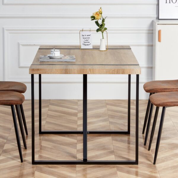 Rustic Industrial Rectangular Wood Dining Table For 4-6 Person, With 1.5" Thick Engineered Wood color Tabletop and Black Metal Legs,Desk For Kitchen Dining Living Room, 55.1" x 31.4"x 29.9"1529W115172