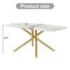 Large modern minimalist rectangular dining table with 0.39 "imitation marble tabletop and golden metal legs, suitable for kitchen, dining room, living room, conference room, and banquet hall 1537