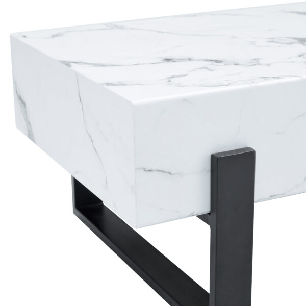 724672d9ebe046dd8178ed1b3da6a330_c78cf4b908967f88b3f81c50f5b67bb5 47.2"x23.6" Black and White Minimalist MDF Marble-Patterned Coffee Table.White marble pattern sticker,Black metal leg spray coating,MDF Coffee table.Showcasing a modern and simple style.