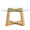 Modern practical circular coffee tables. Made of transparent tempered glass tabletop and wood colored MDF material. Suitable for living rooms and bedrooms.31.5"*31.5"*17.7"