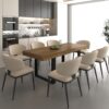 Rectangle extendable dining table for 6-10 people aged effect wood and black 160-200 cm