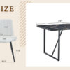 Table and chair set.Modern Black Marble Pattern MDF Dining Table Set-55"x31.4" with 4 Extended Seat Cushion PU Dining Chairs.White and Dark Gray Splicing Colors Cushion.Iron Pipe Spraying Chair Legs.