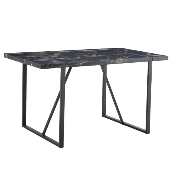 72c75da76f1848dbb374ad9d2a9067da_6ea1a593cb7ba6851913fe203ac86157 Industrial rectangular MDF black dining table for 4-6 people with 1.5 inch thick MDF top and black metal legs for work desk, kitchen, terrace, dining room.55*31.4