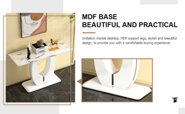 Modern Simple Glossy White Rectangular Counter Bar Table 47.24" x 18.11" x 29.52" For Living Room Bedroom Bedside Entrance House Balcony Office Bathroom. BT-1280