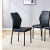 Luxury Simple Chair - Set of 6 BLACK PU Material High Resilience Dining Chair with Metal Black Leg.The Chair Back Has a Vertical Stripe Design With Smooth And Uniform Lines.
