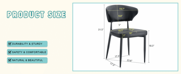 7341fff1da204c29ba7ae92f9e7ff6db_bd2c7ed483c3955d54681a15a464133b Black Minimalist Ergonomic Dining Chair, With A Curved Backrest For Comfortable Design,Unlocking A Comfortable And Minimalist New Sitting Posture. A Pack Of 4.Available In Black And White.