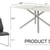 Table and chair set.Modern Luxurious white Marble-Patterned Tempered Glass Dining Table with 6 Chairs.Single fork silver metal table legs.Black high-quality PU dining chairs with silver metal legs.
