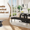 Table and chair set.63*31.5 Inch Pandora Pattern Sintered Stone Dining Table Set,MDF material OC shaped bracket,Paired With 2 Benches,A Choice of Subtle Luxury for Modern Homes.
