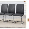 Table and chair set.Hourglass-Shaped Stable Small Round Table -31.9" * 31.9" With 4 Soft and Comfortable Dark Gray PU Chair With Arched Metal Silver Leg.Create Your Exclusive Low-Key Luxury Space.
