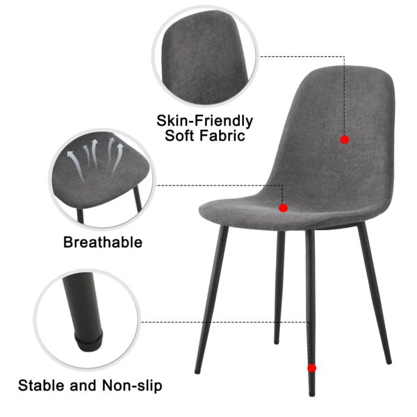 73d4907936954c56884e85f00c4b1e80_66f2f782d57624b3497685ea6835f024 Comfortable Linen-Cotton Dining Chair Set - Six Pieces in Dark Gray.Integrated Seat and Backrest,Linen-Cotton Material,Modern Home Matching.W1151124300