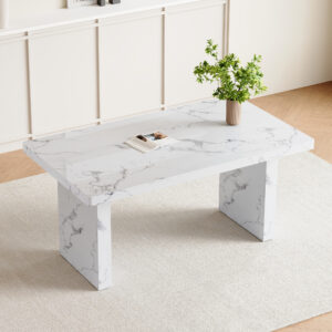 63"*35.4"*30" inches Luxurious Marble Pattern MDF Dining Table - A Choice of Subtle Luxury for Your Home.Create Your Exclusive Low-Key Luxury Space.