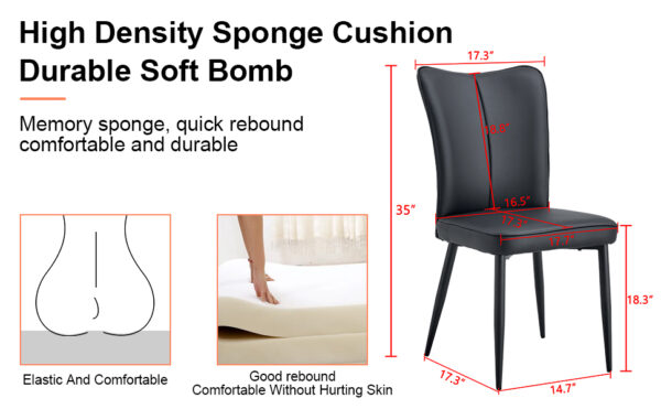 74065d2dcbe14855a9360acdf34a6caf_20231018_07a92194ef5247347bca1fcea6d3e06f Modern Black PU Chair Set - Two Pieces, The backrest has a vertical and smooth line design.Black Metal Leg.Suitable for placement in kitchen, living rooms, and other venues.W1151116750
