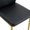 Luxury Simple Chair - Set of 6 BLACK PU Material High Resilience Dining Chair with Metal Gold Leg.The Chair Back Has a Vertical Stripe Design With Smooth And Uniform Lines.
