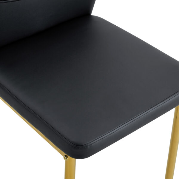 741612dcf4f843ccbe30f569c192d540_f80a97294d8013da5c4c42ae37e61539 Luxury Simple Chair - Set of 6 BLACK PU Material High Resilience Dining Chair with Metal Gold Leg.The Chair Back Has a Vertical Stripe Design With Smooth And Uniform Lines.