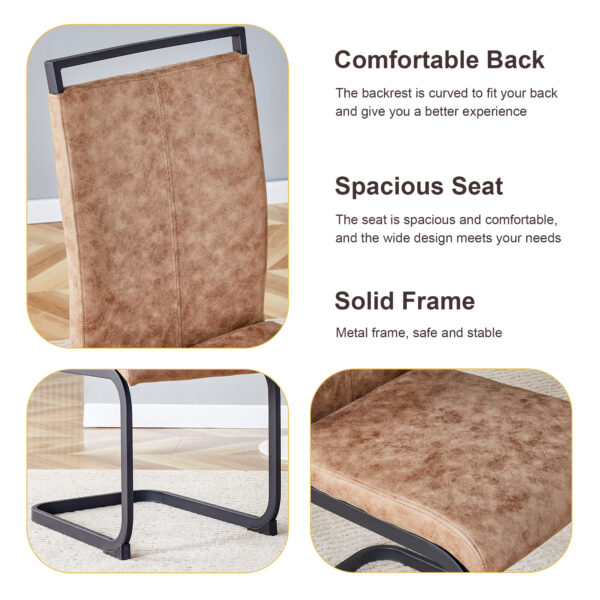 743b6540e30f47c8a20ec79c25b64337_3151be33929c0c514d2f923b951f6a38 Table and chair set.67"x36" Wood-Textured MDF Dining Table Set with 6 Brown Fabric Chairs.MDF sticker,Wood colored texture sticker,Black C-tube dining chair legs,Suitable for kitchen,Dining room,etc.