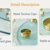 Double layer rotatable round glass.Golden aluminum plate,The rotatable design makes it convenient to retrieve and place items.The upper glass has a diameter of 20 inches,the lower glass15 inches.