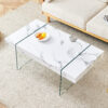 43.3"x23.6" White Marble-Patterned MDF Coffee Table with Tempered glass legs.Suitable for Living Room.It can be used not only as a coffee table but also as a side table or display stand.