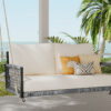 TREXM 1-Piece Woven Rope Outdoor Swing Sofa with Soft Cushions Seating 2 for Patio, Courtyard and Balcony (Beige)