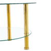 Contemporary Minimalist Double Layer Tempered Glass Coffee Table - 27.5" Top and 23.6" Bottom.Reinforced Glass Tabletop,Stainless Steel Gold Plated Legs.