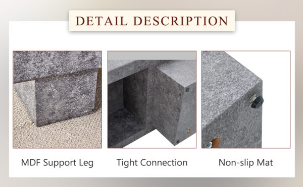 749d17c706b54c43b938645ac47f6542_eef4bba2d069da18829b711e2f846573 Modern Simple Gray Texture MDF Coffee Table - 43.3"x21.6"x17.2" Practical Model.Making it an ideal addition to any living room or apartment.