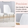 Set of Eight White PU Comfort Dining Chairs (17.7"x25").Dining chair with extended backrest,WHITE PU,Silver metal legs,Suitable for various places such as family restaurants, hotels, coffee shops,etc.