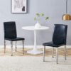 Two Black PU dining chairs,Silver Metal Legs.Simple and versatile, comfortable and accompanied. Exquisite and versatile dining chairs unlock a comfortable new experience.(Set of 2)