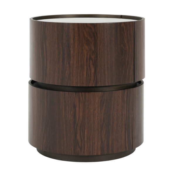 74edc6d0012243ae81f7a33a71e5aee1_d4b54b7837f0c7910250e5fd4e6a2cf6 MDF ITALIAN HIGH-GRADE DOUBLE-LAYER STORAGE ROUND SIDE TABLE, BROWN AND BLACK COLOR