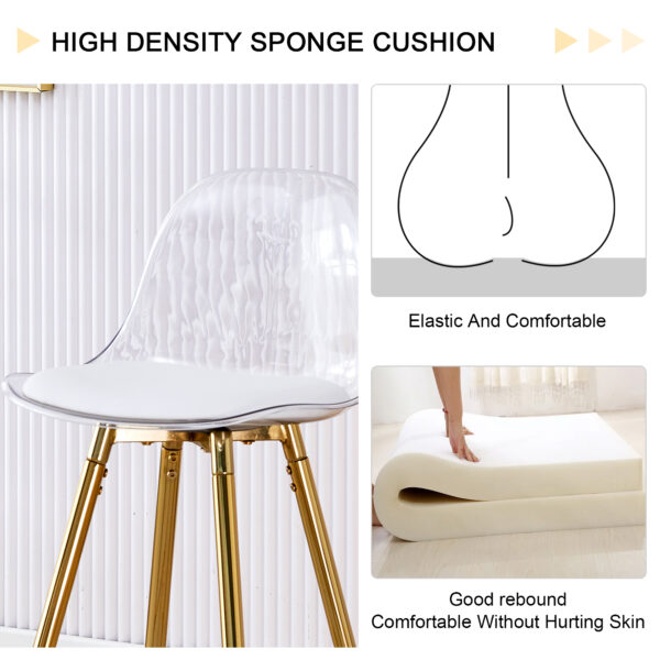 Modern and comfortable upholstered bar chairs, metal legs, small size bar chairs, suitable for part of the crowd, stylish design for dining room, kitchen, terrace and living room chairs.
