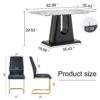 Table and chair set, modern and minimalist dining table, imitation marble patterned tabletop, MDF legs with U-shaped brackets. Paired with comfortable chairs, suitable for dining and living rooms.