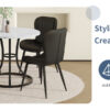 Table and chair set.A Modern Minimalist Circular Dining Table With A Diameter Of 33.3 Inches.Paired With 4 Black Minimalist Ergonomic PU Dining Chairs With Extended And Curved Seat Cushions.