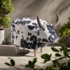 Black and White Cow-Shaped Ottoman, Modern Ottoman, Modern Accent Stool Home Decor, Suitable for Living Room, Bedroom, Porch, Garden, Backyard, Balcony