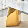 63"x31.5x30" Luxurious Snow Mountain Stone Slab Dining Table with Golden Stainless Steel Butterfly Legs.The tabletop is designed to be scratch and heat resistant.Slabs Tabletop,