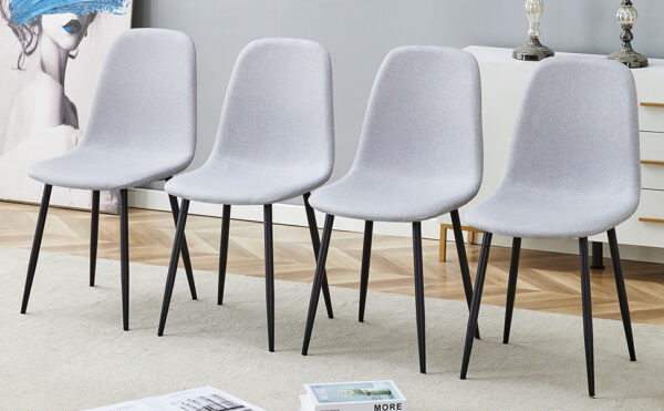 75a1438bf2a64302a7de99e6ddf1064b_fa34c66006074940ee433d09b81d8e67 Comfortable Linen-Cotton Dining Chair Set - Six Pieces in Light Gray.Integrated Seat and Backrest,Linen-Cotton Material,Modern Home Matching.
