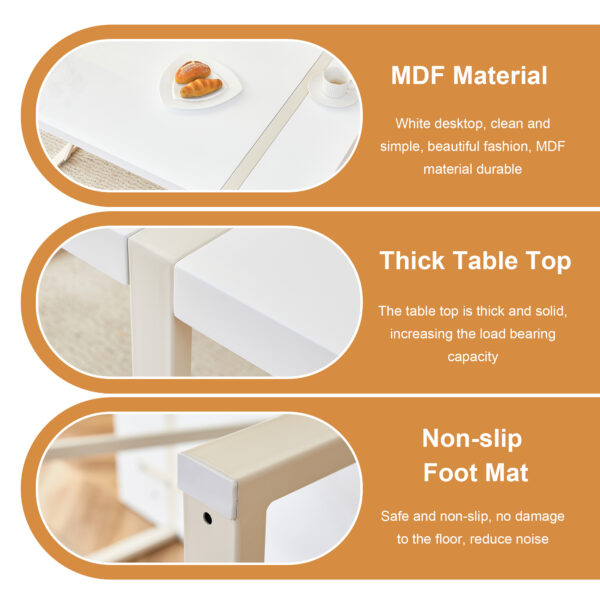 75b7d37b7b714176ab4111bd1b052c3c_d1404b1bb37f4fc3dd03e27fe6642a1c Industrial rectangular MDF Cream style dining table for 4-6 people with 1.5 inch thick MDF top and white metal legs frame for work desk, kitchen, terrace, dining room