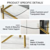 Large Modern Minimalist Rectangular Glass Dining Table for 6-8 with 0.39" Tempered Glass Tabletop and Golden Plated Metal Legs,for Kitchen Dining Living Meeting Room Banquet hall 71'' x 39'' x30''1537