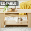 Modern minimalist log colored double layered rectangular coffee table, tea table.MDF material is more durable,Suitable for living room, bedroom, and study room.35.4"*19.6"*16.5" CT-16