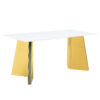63"x31.5x30" Luxurious Snow Mountain Stone Slab Dining Table with Golden Stainless Steel Butterfly Legs.The tabletop is designed to be scratch and heat resistant.Slabs Tabletop,