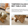 Circular glass coffee table, 33.4-inch modern and distinctive design tea table. Tempered glass countertop, wood colored MDF table legs. Suitable for living rooms and farmhouses