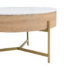Modern Round Lift-Top Coffee Table with Storage & 3 Ottoman White & Natural