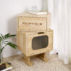 MDF CREATIVE ROTATABLE ROBOT STORAGE SIDE TABLE, NATURAL COLOR