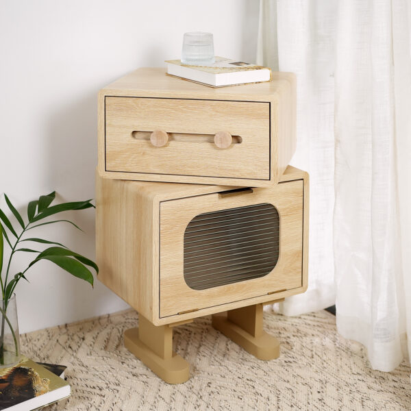 75f6bfb436cc448893af7d148dae8fcd_f02038b4bbac71abe14b478a7c166218 MDF CREATIVE ROTATABLE ROBOT STORAGE SIDE TABLE, NATURAL COLOR